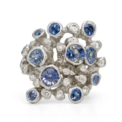 Bespoke Platinum Sapphire Cluster Ring