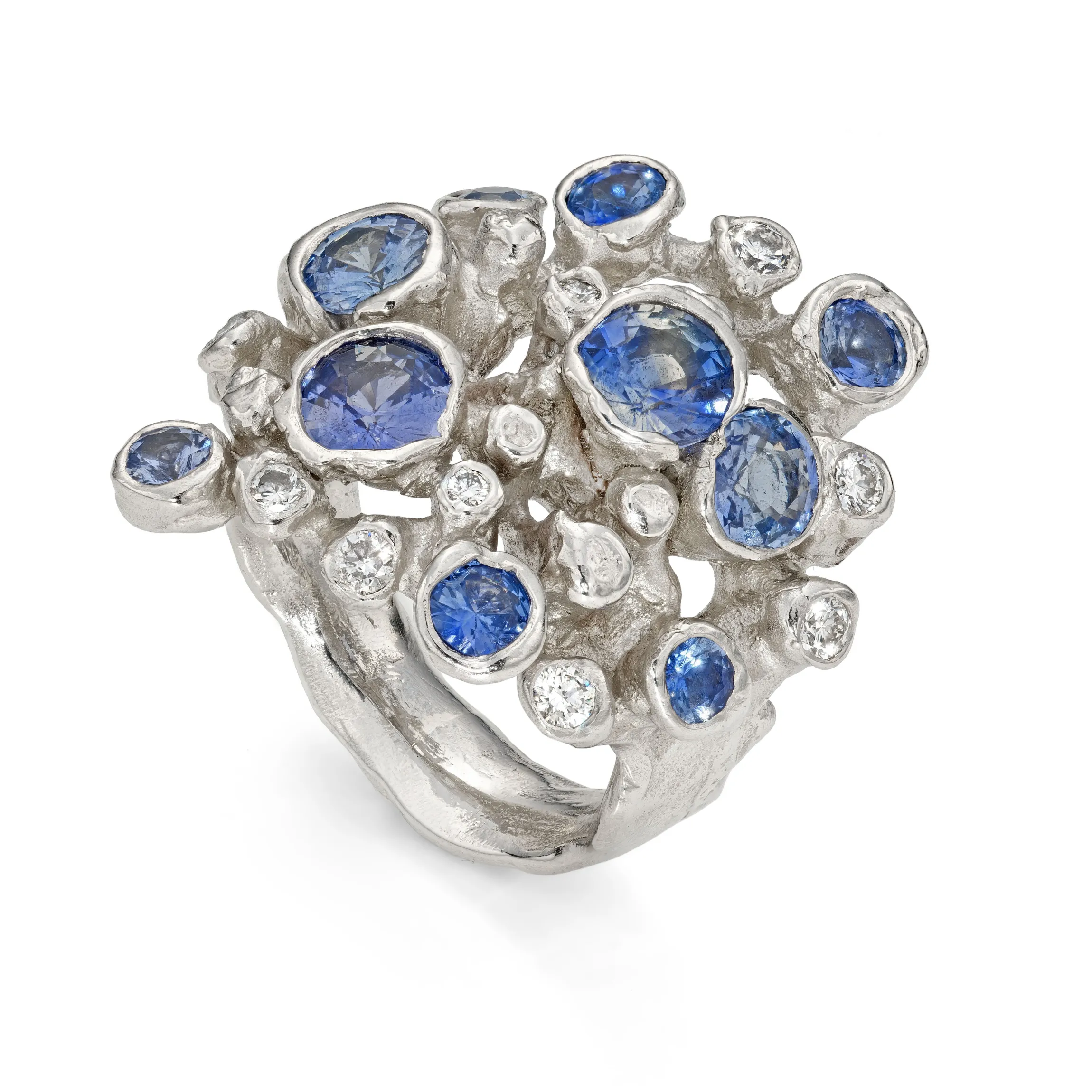 Bespoke Platinum Sapphire Cluster Ring