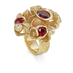 Bespoke Seaweed Frilly Ring with Rubies and Diamonds