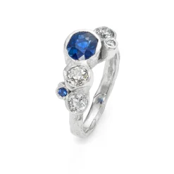Bespoke Seaweed Ring with Sapphire and Diamonds