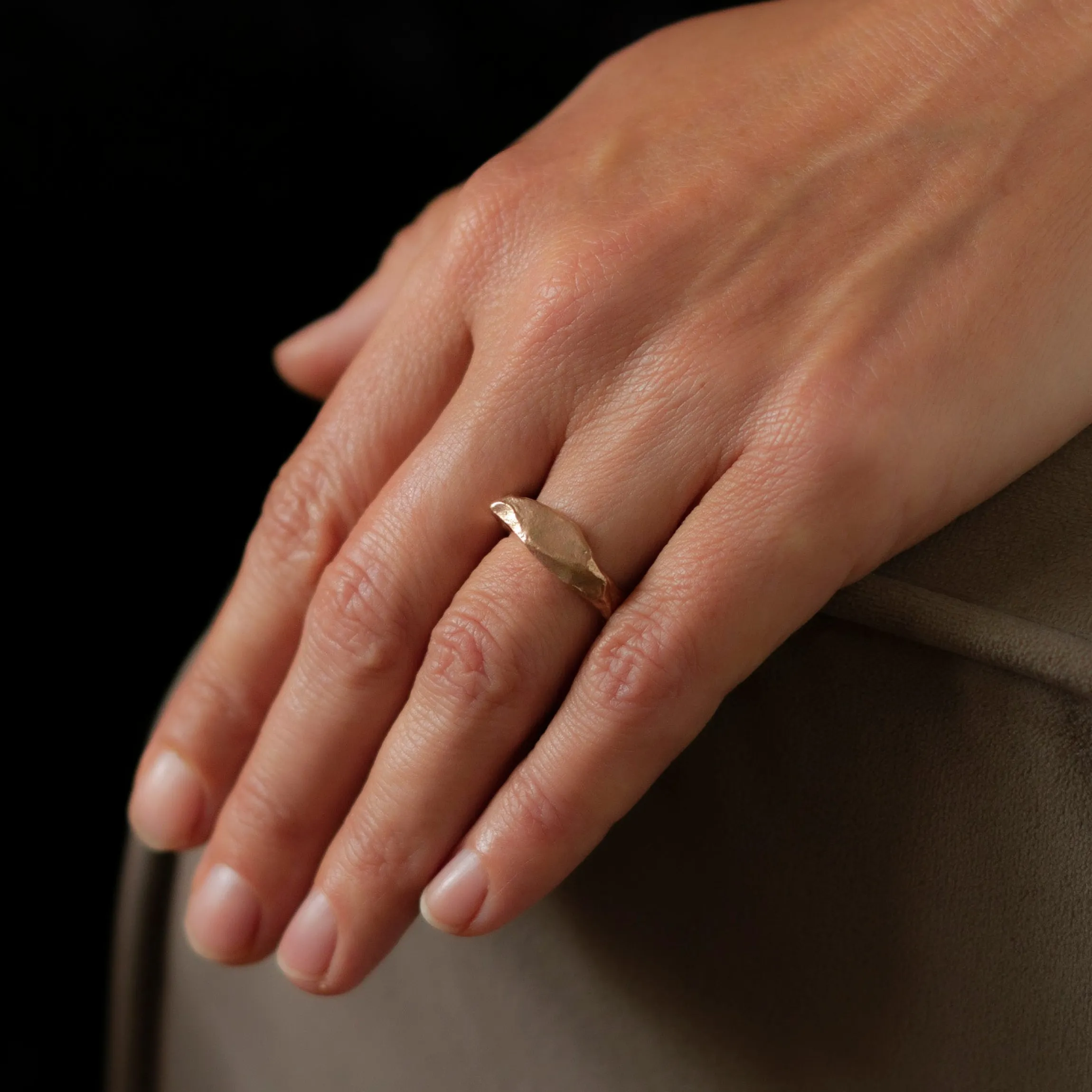 Granite Square Ring 9ct Gold