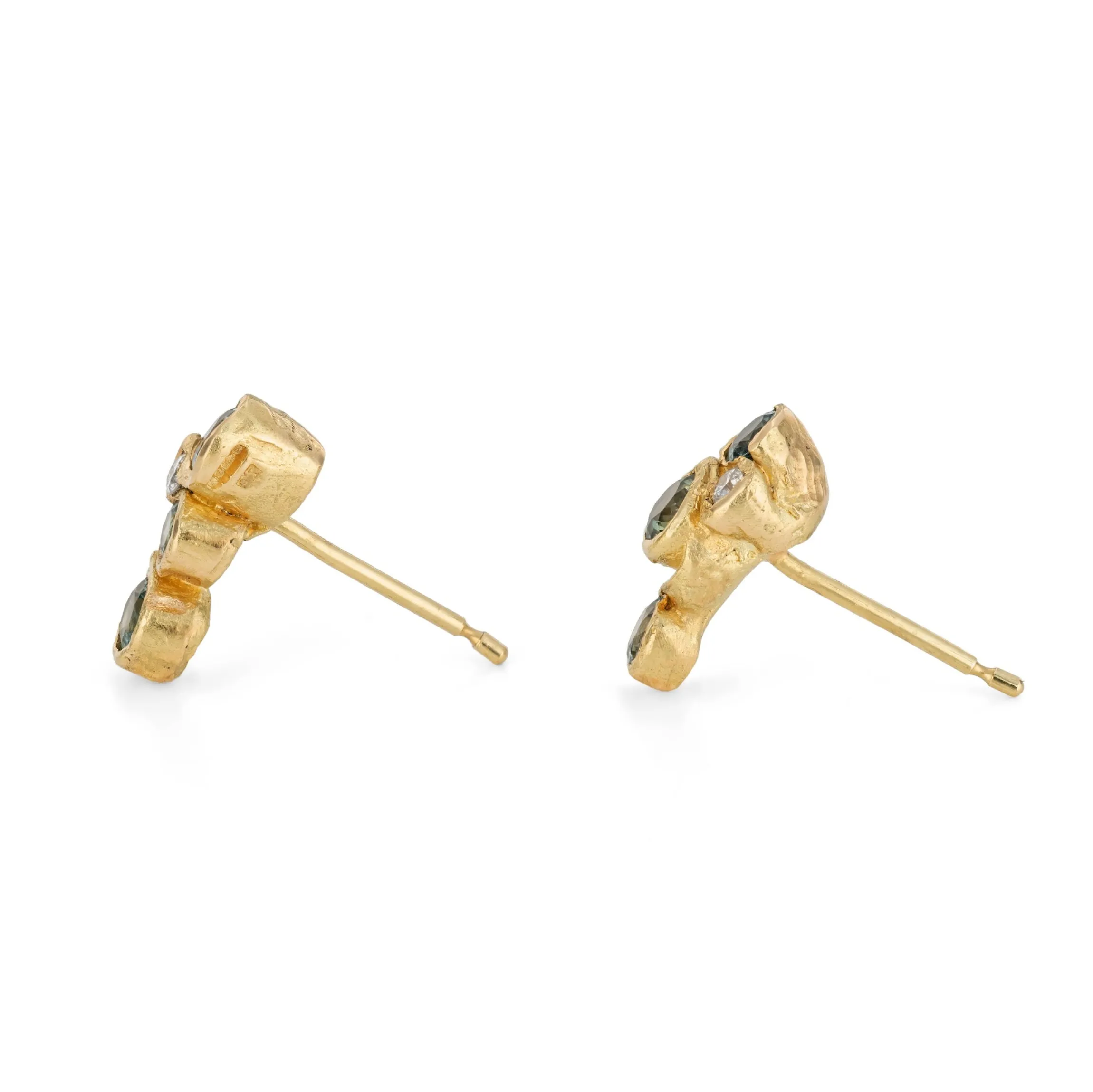 Green Ocean Sapphire Spiralis Studs
