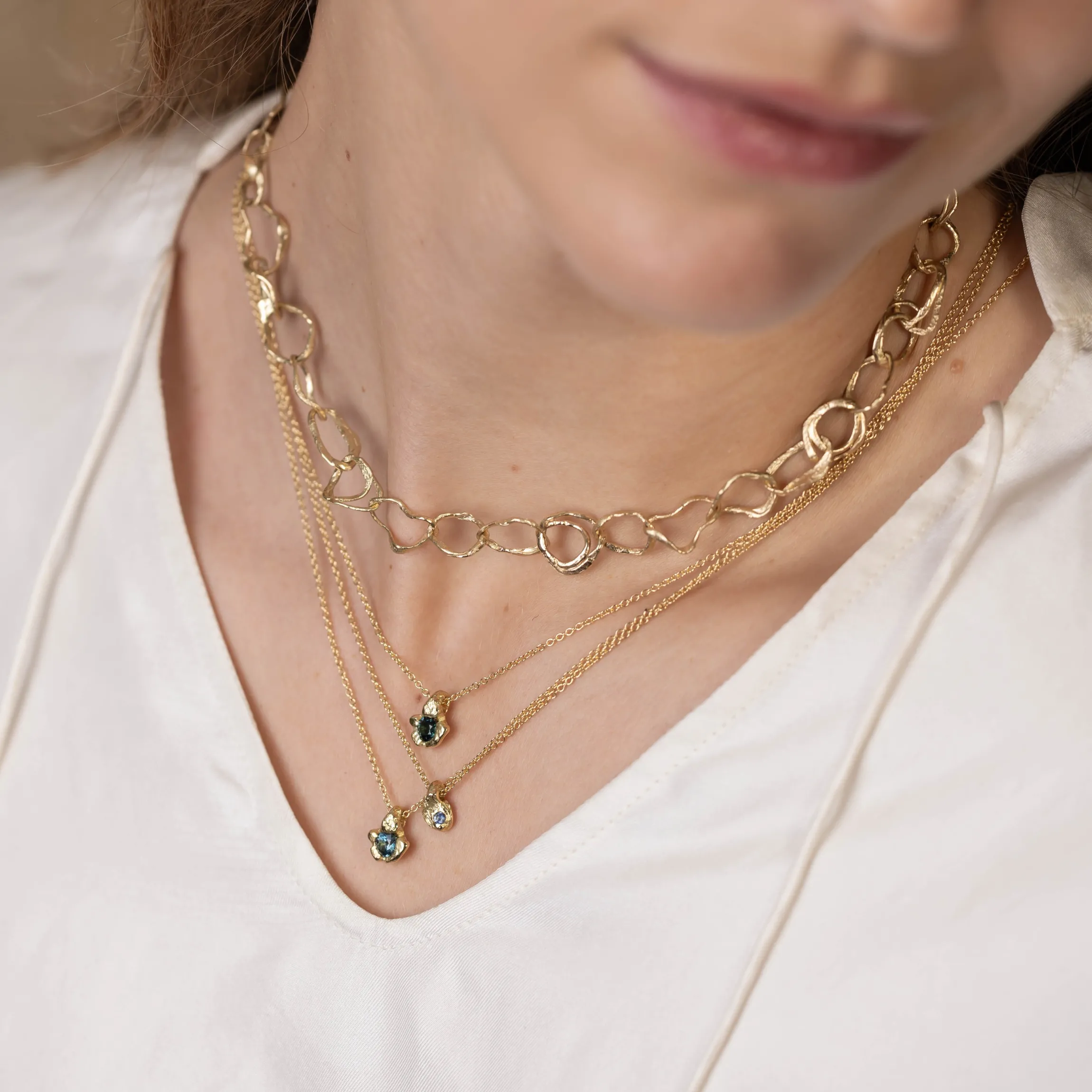 Ocean Sapphire Nugget Pendant