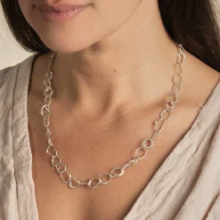 Pebble Drawing Necklace Silver