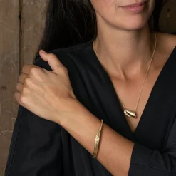 Rugged Rock Bangle 9ct Gold