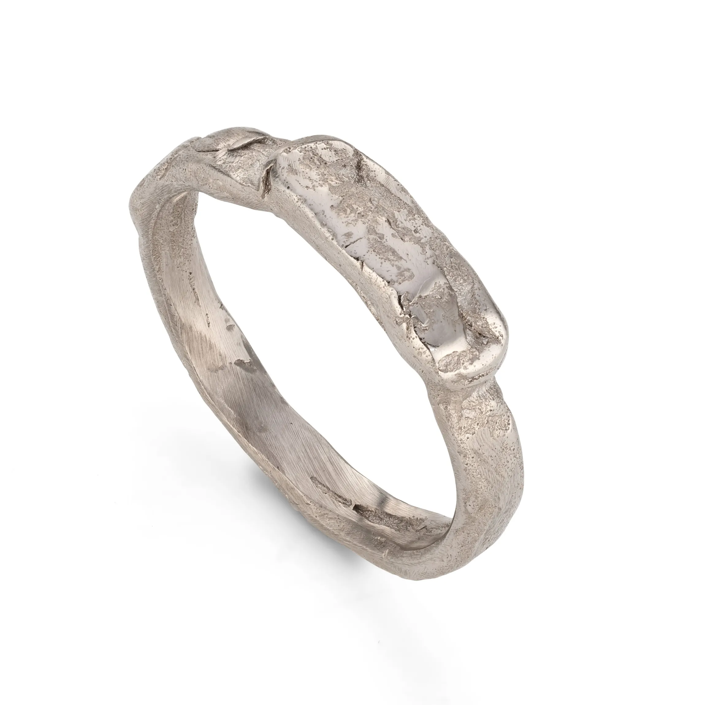 Signet Men-Amber Ring 18ct White Gold