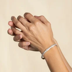 Stone Cuff Silver