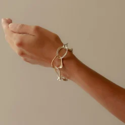 Stone Drawing Bracelet Silver with 9ct Gold Link