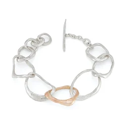 Stone Drawing Bracelet Silver with 9ct Rose Gold Link