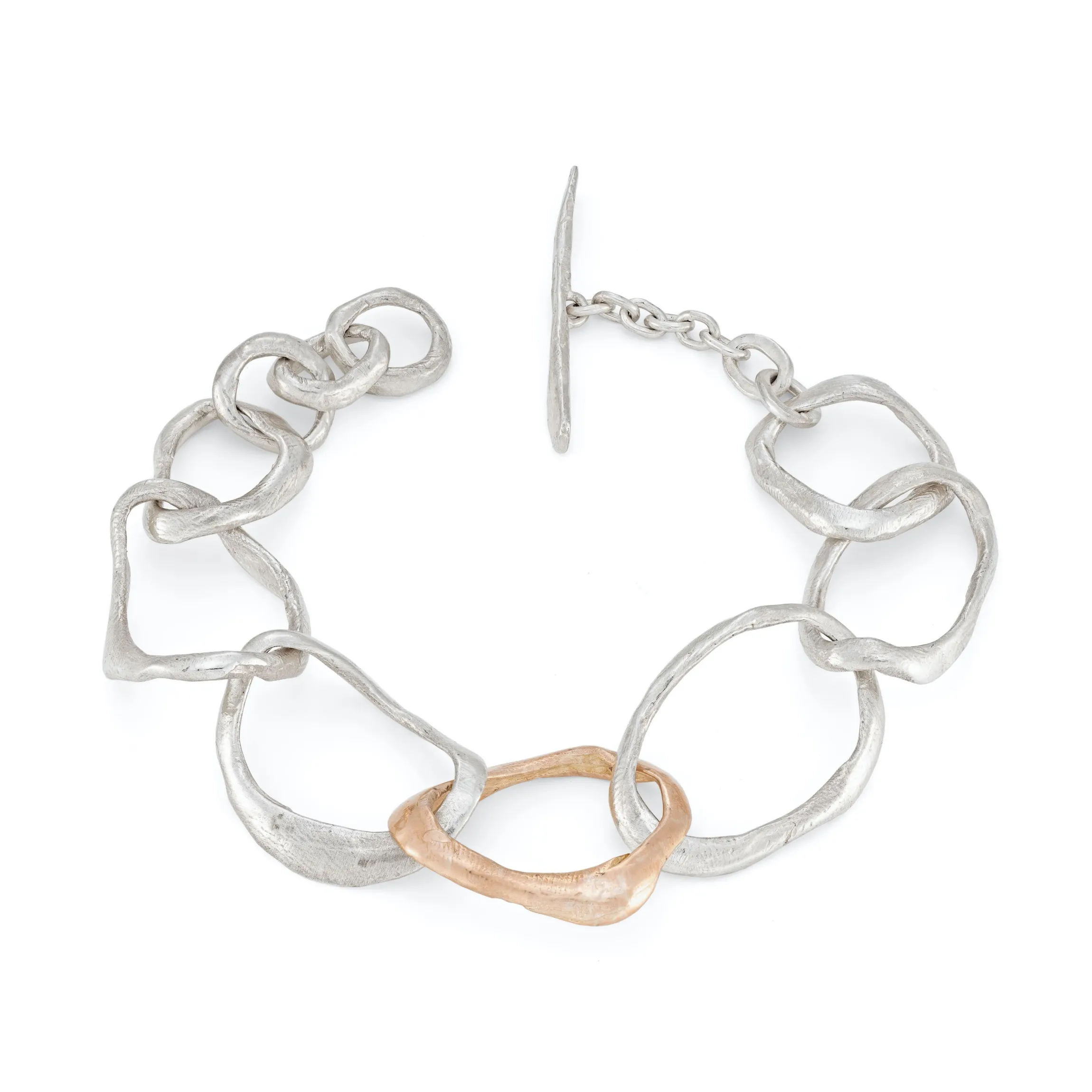 Stone Drawing Bracelet Silver with 9ct Rose Gold Link