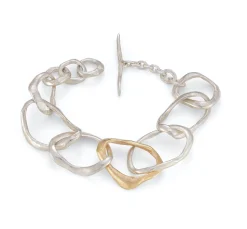 Stone Drawing Bracelet Silver with 9ct Gold Link