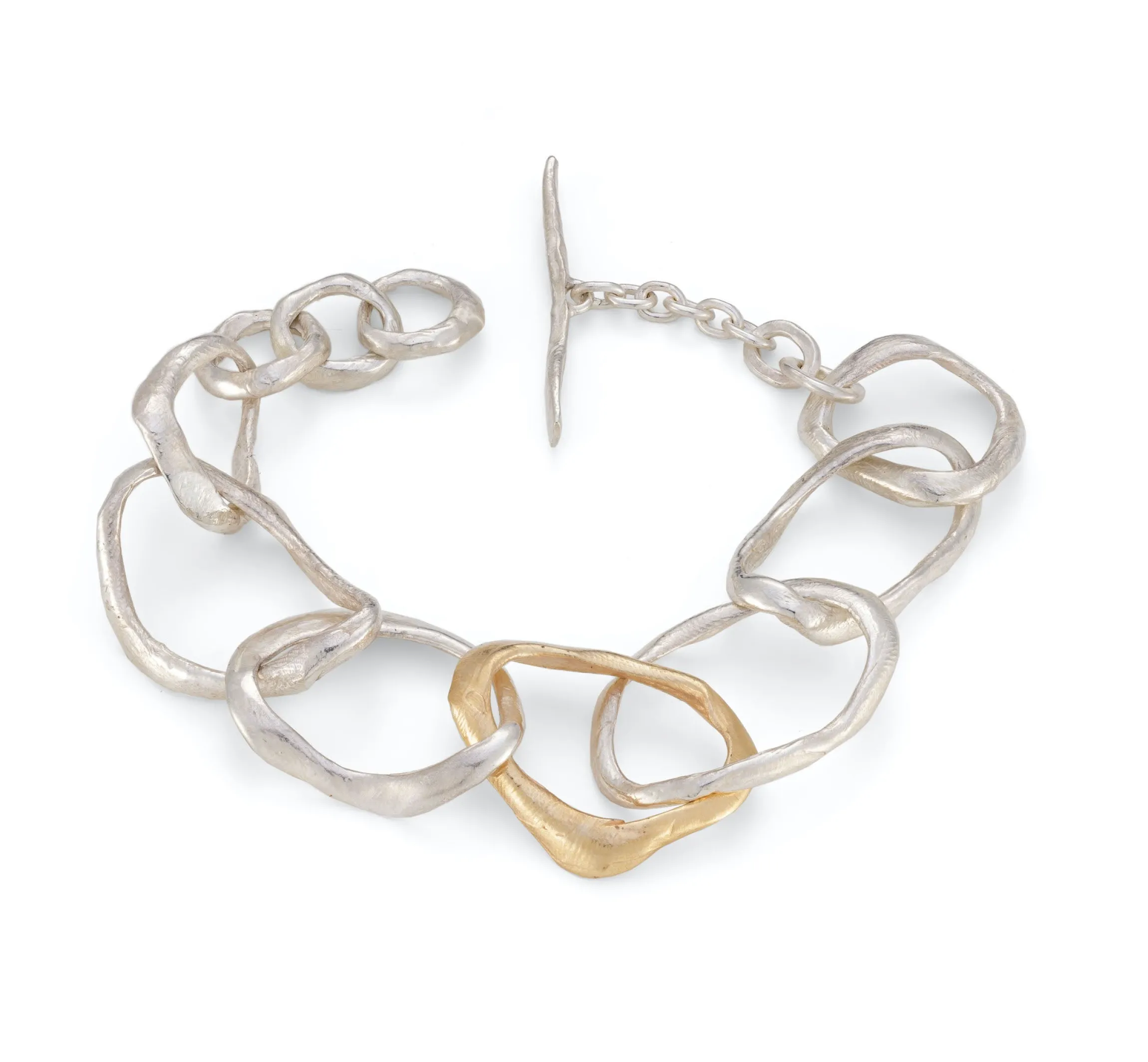 Stone Drawing Bracelet Silver with 9ct Gold Link