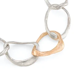 Stone Drawing Bracelet Silver with 9ct Rose Gold Link