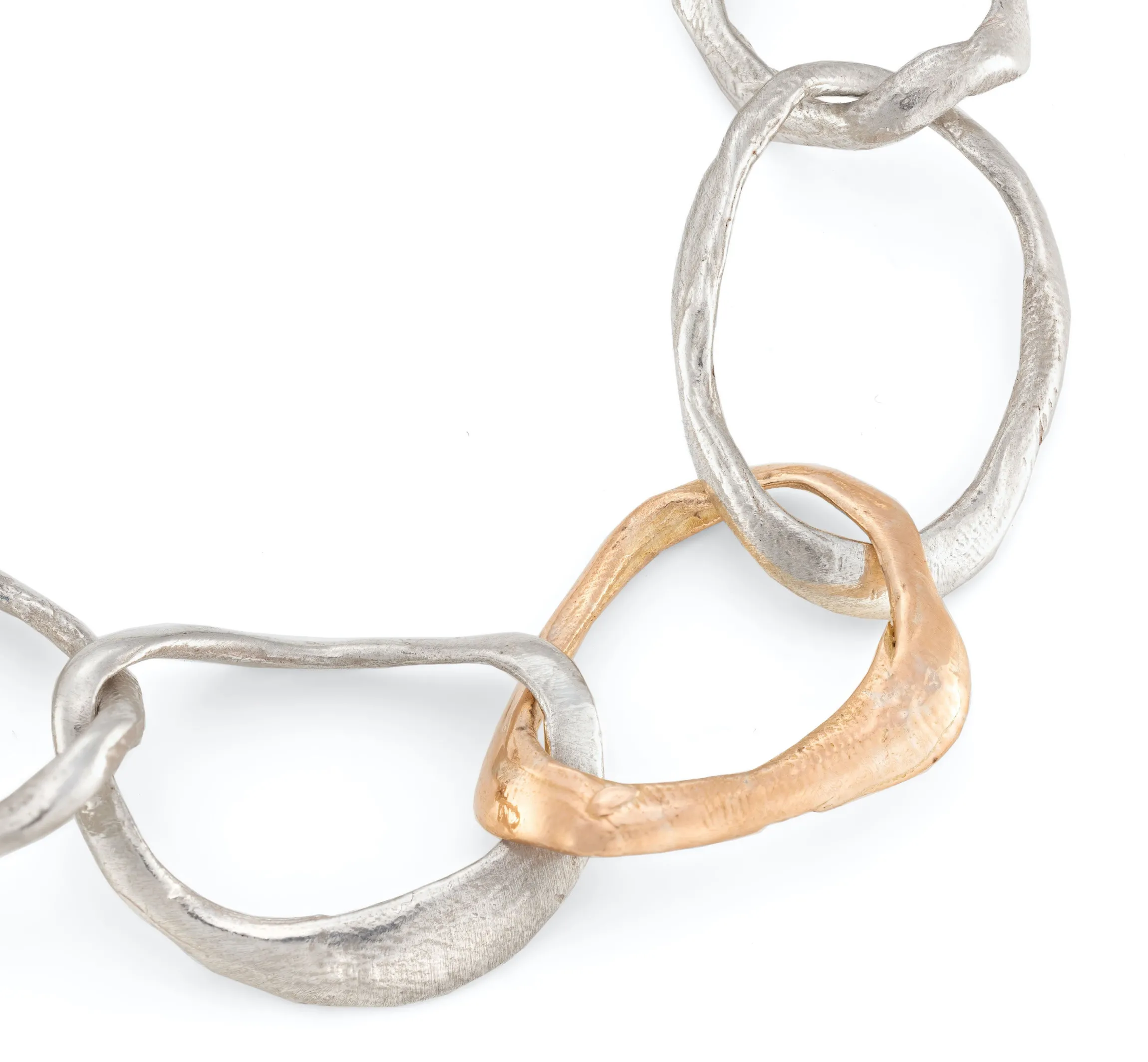 Stone Drawing Bracelet Silver with 9ct Rose Gold Link