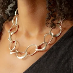 Stone Drawing Necklace with 9ct Gold Link