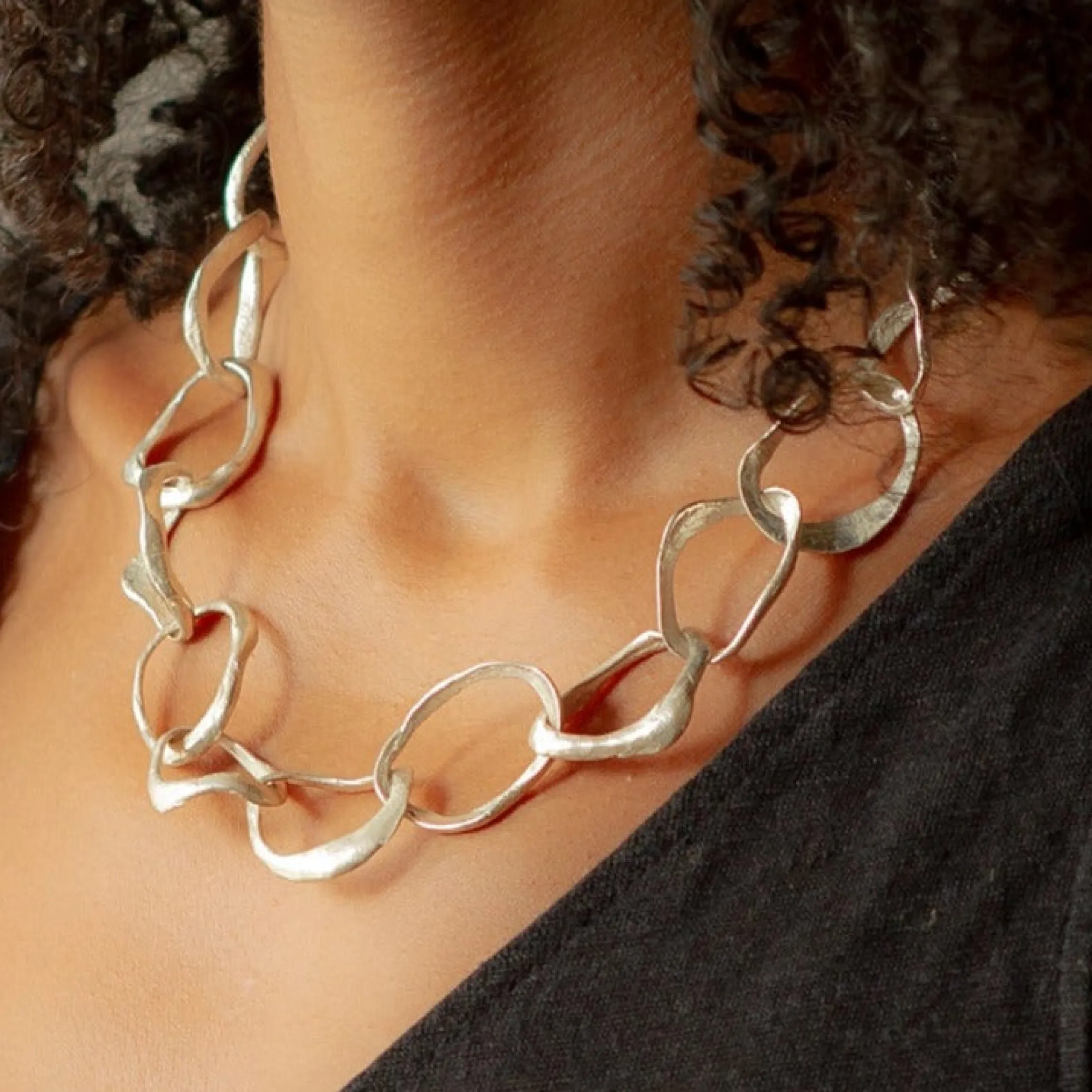 Stone Drawing Necklace with 9ct Gold Link