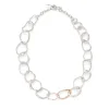 Stone Drawing Silver Necklace with 9ct Rose Gold