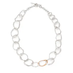 Stone Drawing Silver Necklace with 9ct Rose Gold