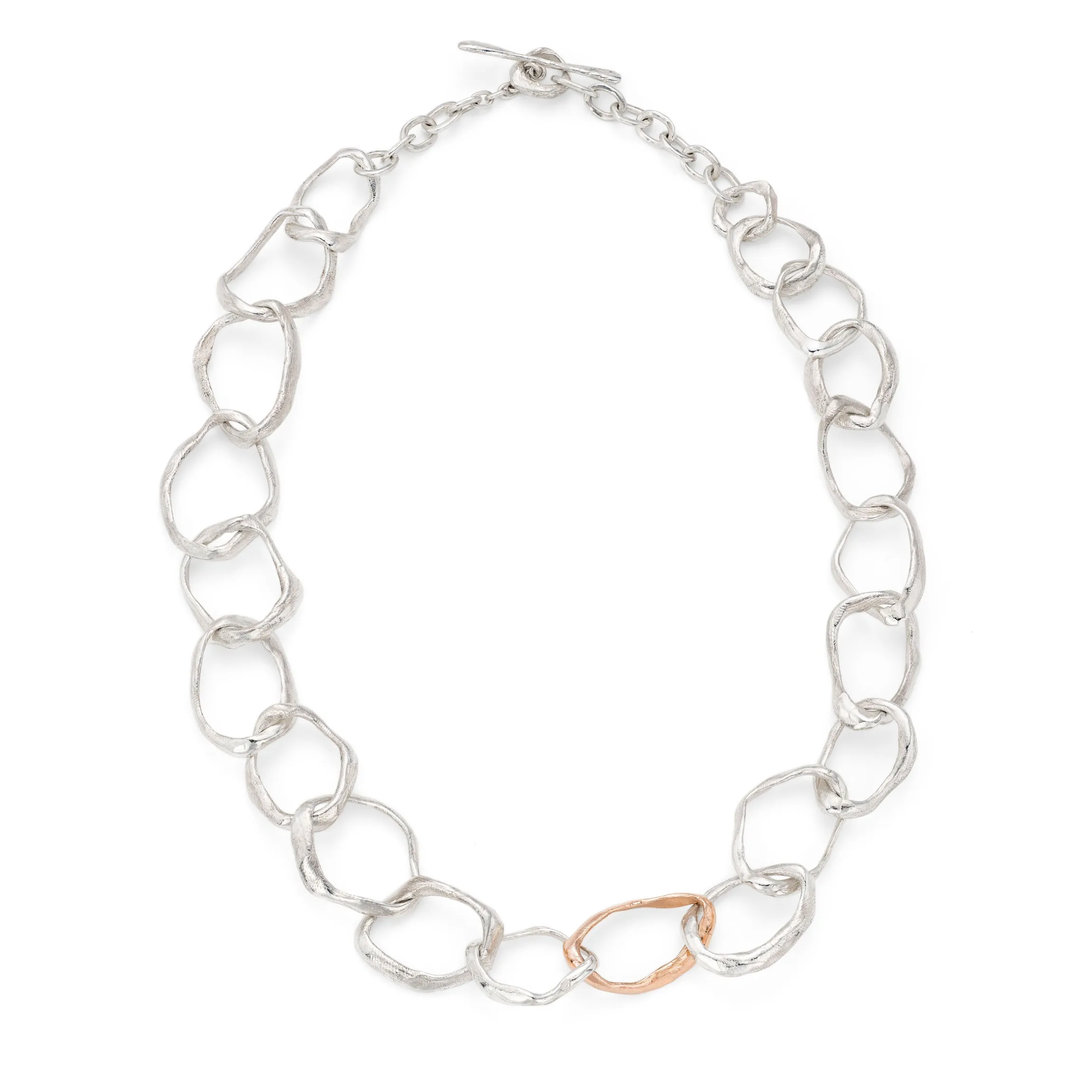 Stone Drawing Silver Necklace with 9ct Rose Gold