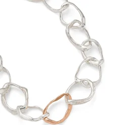 Stone Drawing Silver Necklace with 9ct Rose Gold
