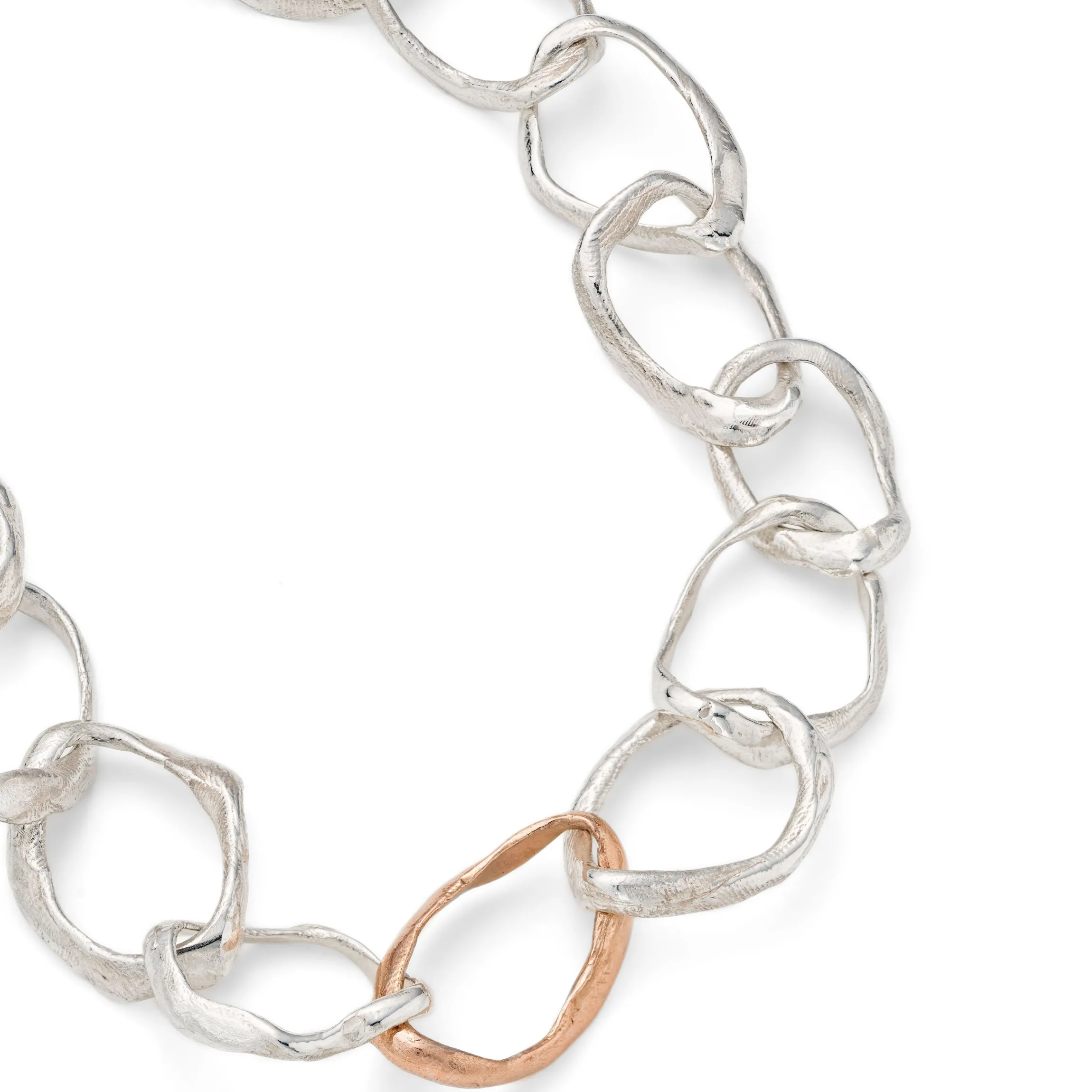 Stone Drawing Silver Necklace with 9ct Rose Gold