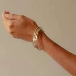 Strata Bangle Stack with Gold and Silver