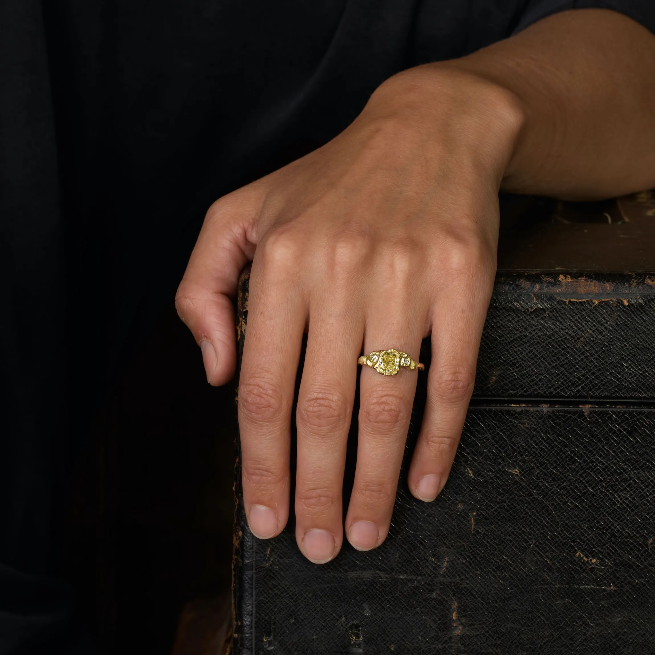 Sunshine Diamond Adakite Ring