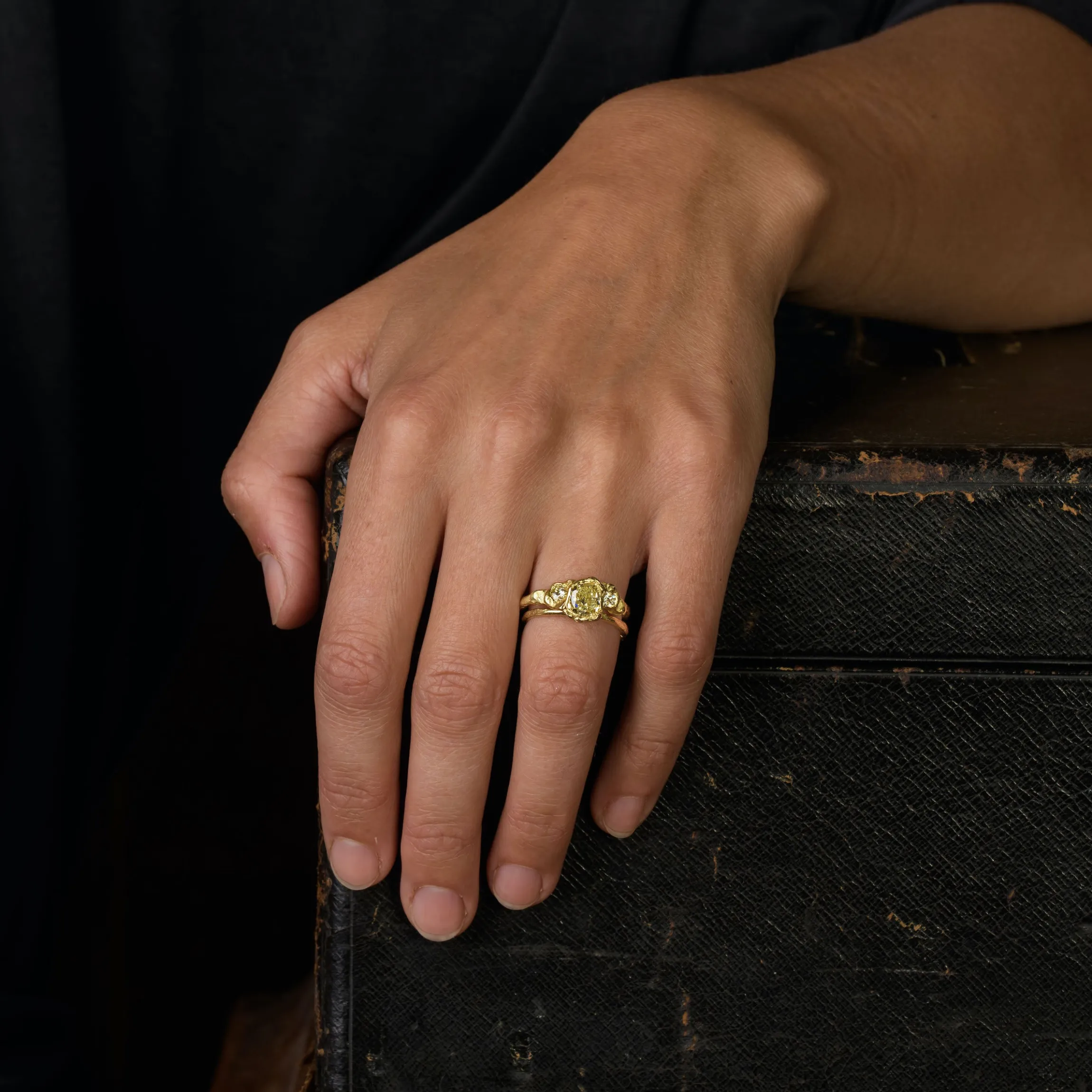 Sunshine Diamond Adakite Ring