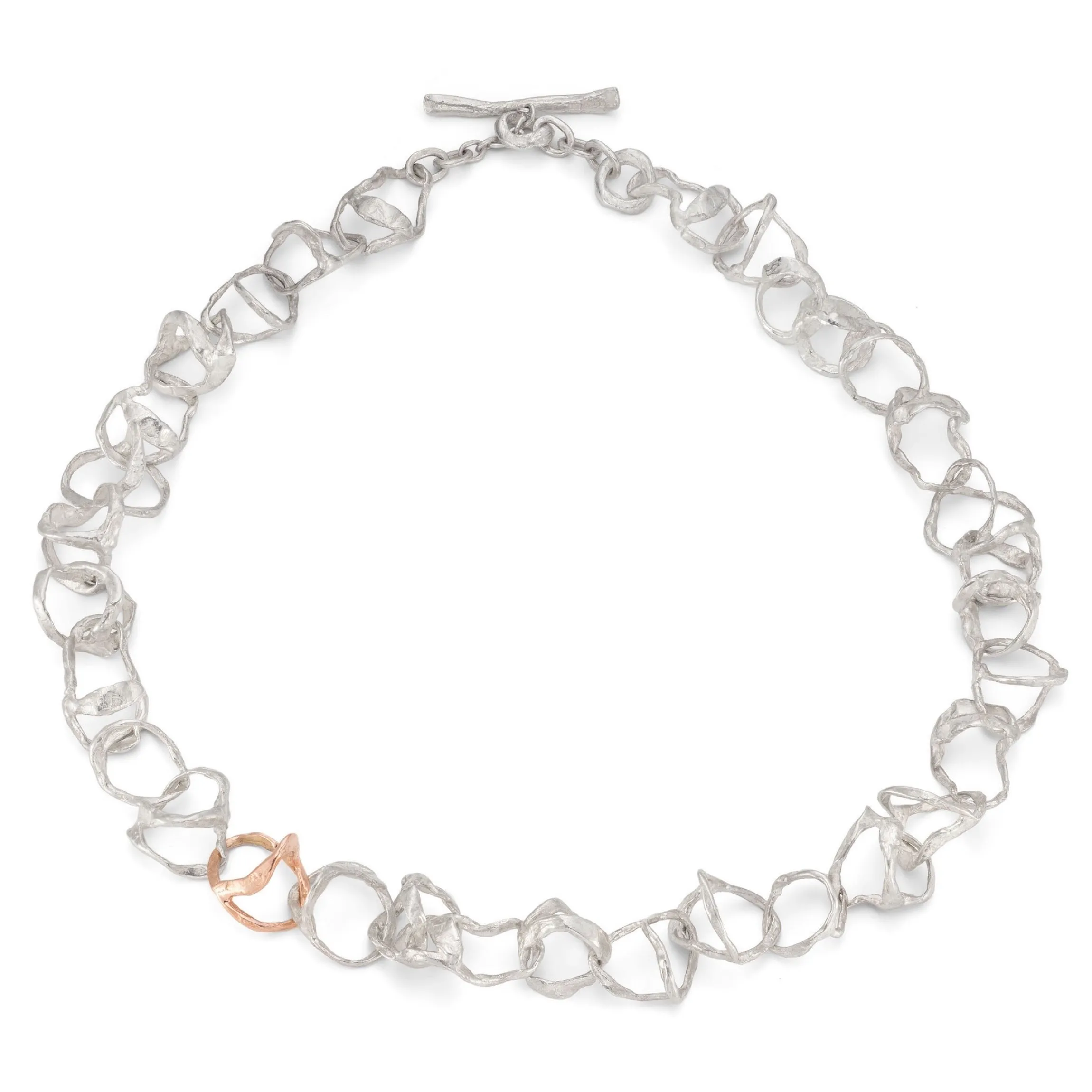 Tangle Silver Necklace with 9ct Rose Gold Link