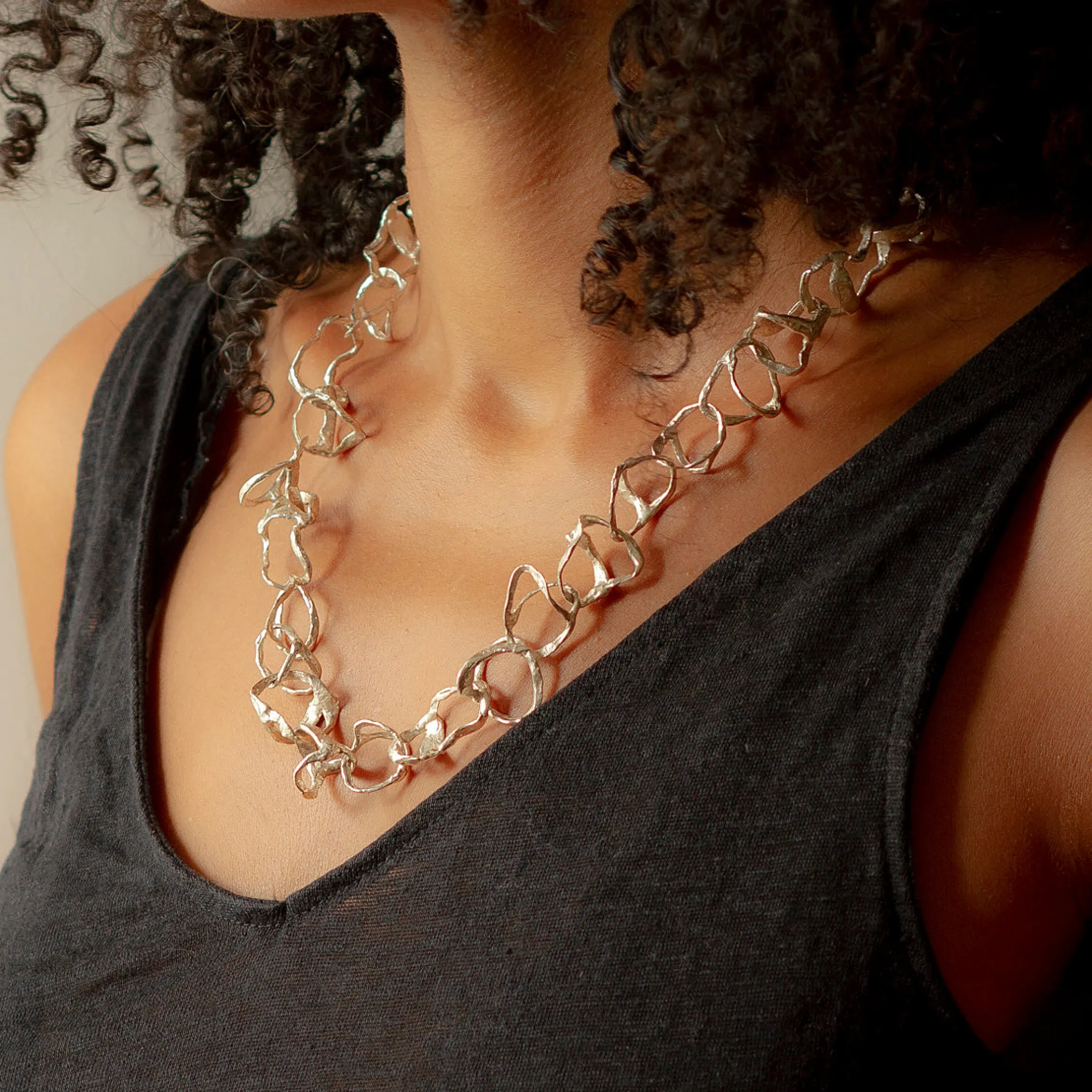 Tangle Silver Necklace with 9ct Rose Gold Link