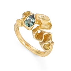 Teal Sapphire Ribbon Ring